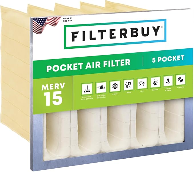 Filterbuy 16x20x12 5-Pocket Air Filter MERV 15 HVAC Replacement by Filterbuy