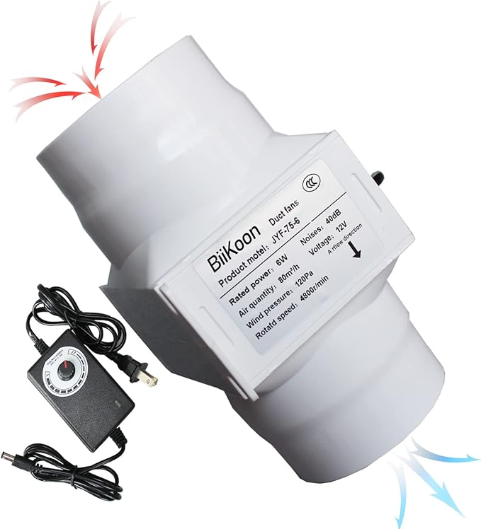 Inline Duct Fans 3 Inch 12V Extractor Fan 6W 47Cfm Plastic Variable Vent Blower by Unknown