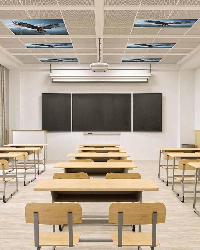 3 Pcs Fluorescent Light Covers for Ceiling Lights, Bald Eagle Soaring Above - Image 4