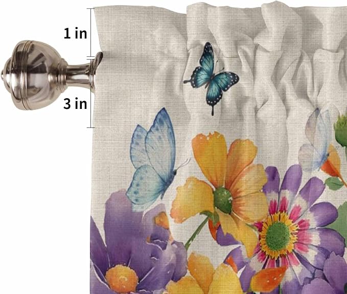Spring Flowers Half Window Curtains 24 Inches Long, Farmhouse Vintage Country - Image 6