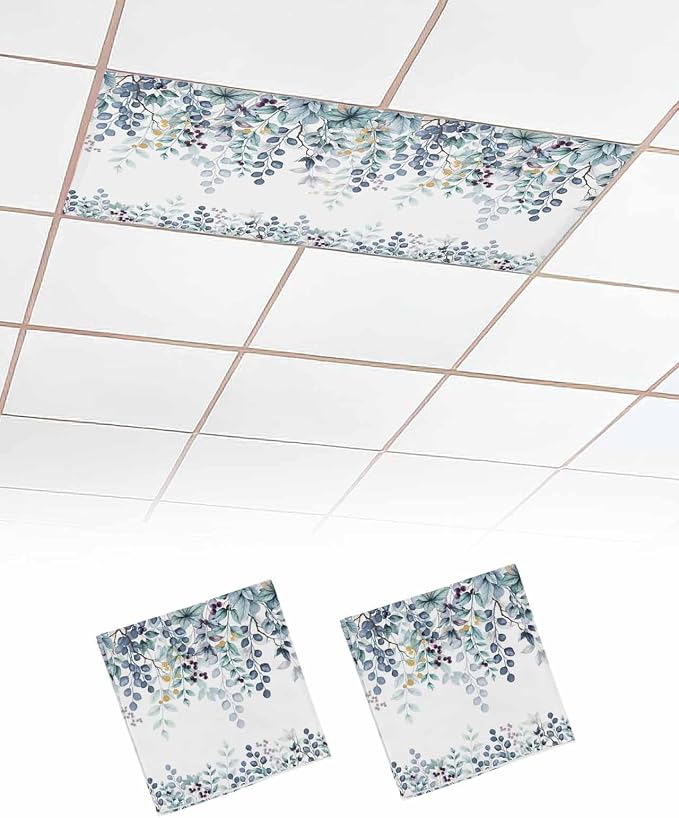 2 Pack Fluorescent Light Cover for Classroom Ceiling Light, Turquoise by Home+L6