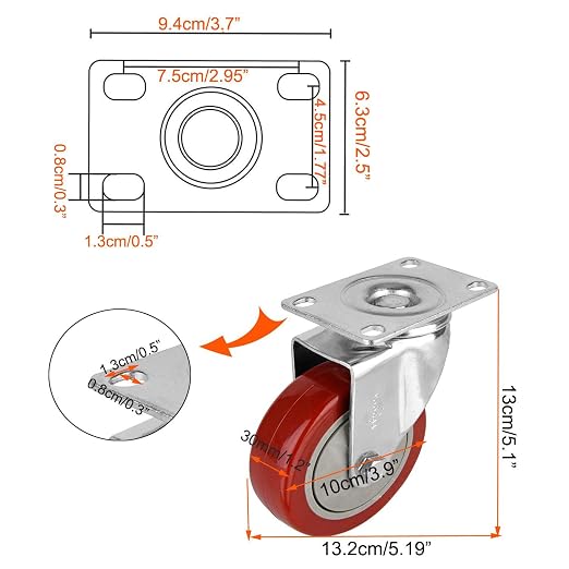 YOOGAA 4" Swivel Caster Wheels Heavy Duty Casters No Noise 360 Degree - Image 4