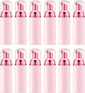 2 Oz Foam Pump Bottle (12PCS). Empty Foaming Soap Dispenser for Refillable Travel Liquid Hand Soap, Body Wash, Eyelash Shampoo. BPA Free Mini Pocket Size(Light Pink&Rose Red)