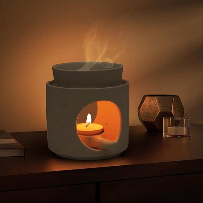 WD&CD Wax Melt Ceramic Oil Burner White, Aroma Diffuser Essential Oil Burner - Image 3
