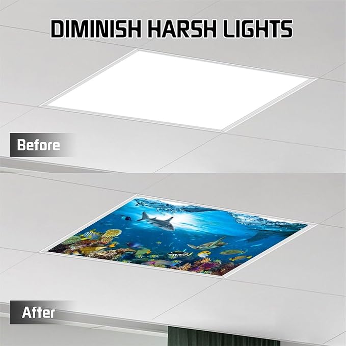 2 Pack Fluorescent Light Covers 4 X 2 Feet Underwater Paradise Magnetic Light - Image 5