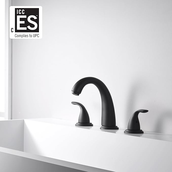 sumerain Matte Black Roman Tub Faucet with Valve, 3 Hole Deck Mount Bathtub Faucet High Flow