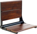 Folding Shower Seat Wall Mounted with Back | 500 lbs Maximum Load Capacity | ADA Compliant Safety Assist Teak Shower Seat for Seniors, Handicapped, and Children | 304 Stainless Steel Frame | 18” x 16”