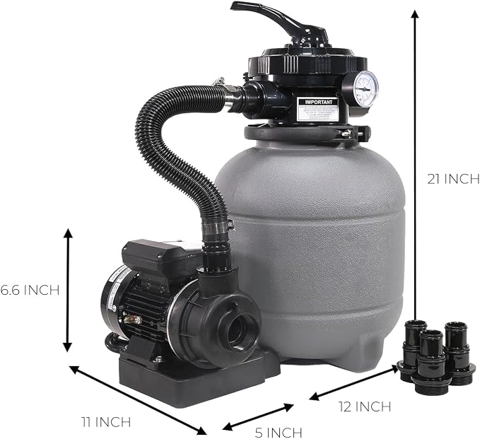 XtremepowerUS 12" Sand Filter for Above-Ground Swimming Pools Max 2, 400GPH - Image 8