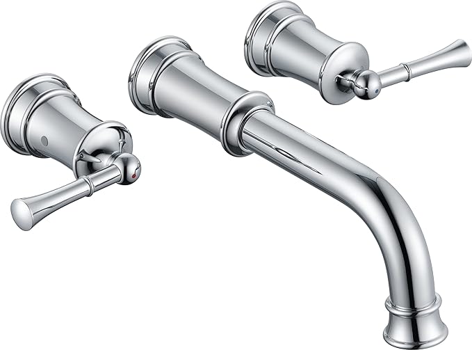 High Flow Wall Mount Tub Filler with Rough-in Valve, Brass Roman Tub Faucet 2 Handle Bathtub Faucet 360° Swivel Spout, Polished Chrome(B2306-CP)