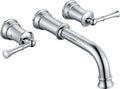 High Flow Wall Mount Tub Filler with Rough-in Valve, Brass Roman Tub Faucet 2 Handle Bathtub Faucet 360° Swivel Spout, Polished Chrome(B2306-CP)