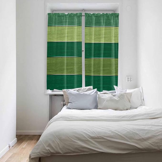 Farm Retro Green Wood Grain Window Valance Curtains, Rustic Wooden Plank - Image 4