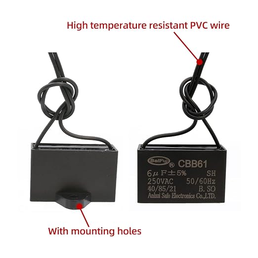CBB61 Capacitor 6uf 250V AC Ceiling Fan 2 Wire 50/60Hz - Image 3