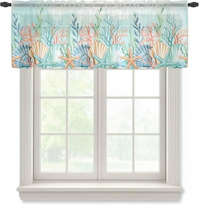 Summer Beach Sheer Valance Curtains by Houseown