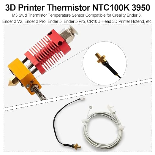 Ender 3 v2 Thermistor M3 300℃ Upgrade, 3D Printer NTC 100K 3950 Ender 3 M3 Stud - Image 7