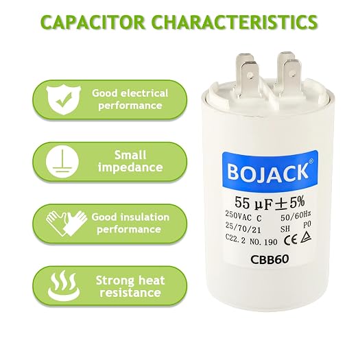 BOJACK CBB60 55uF 250 Volt 50/60Hz AC Capacitor Round Run Start Capacitor - Image 5