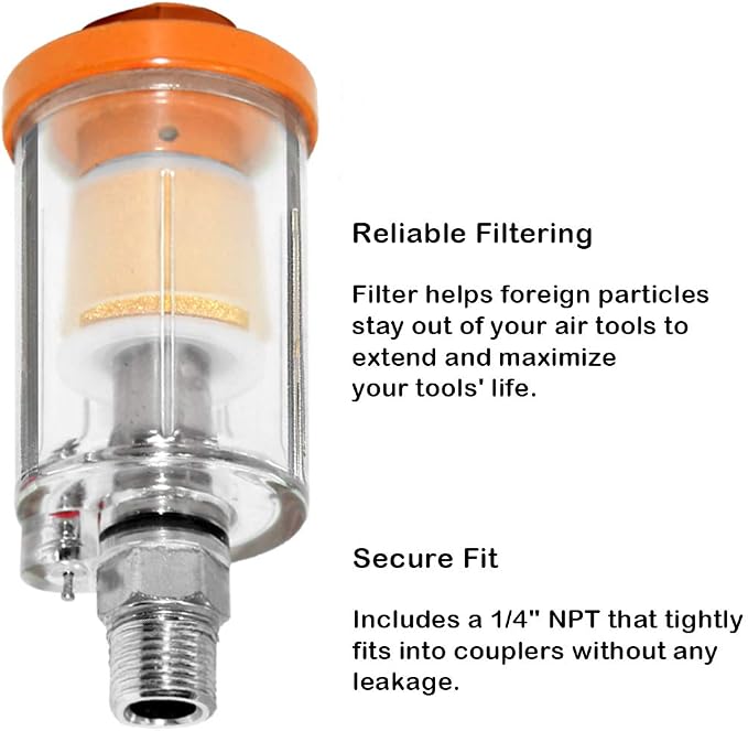 beduan Water Oil Separator Filter, 1/4" NPT Male and Female Thread Spray Gun - Image 2