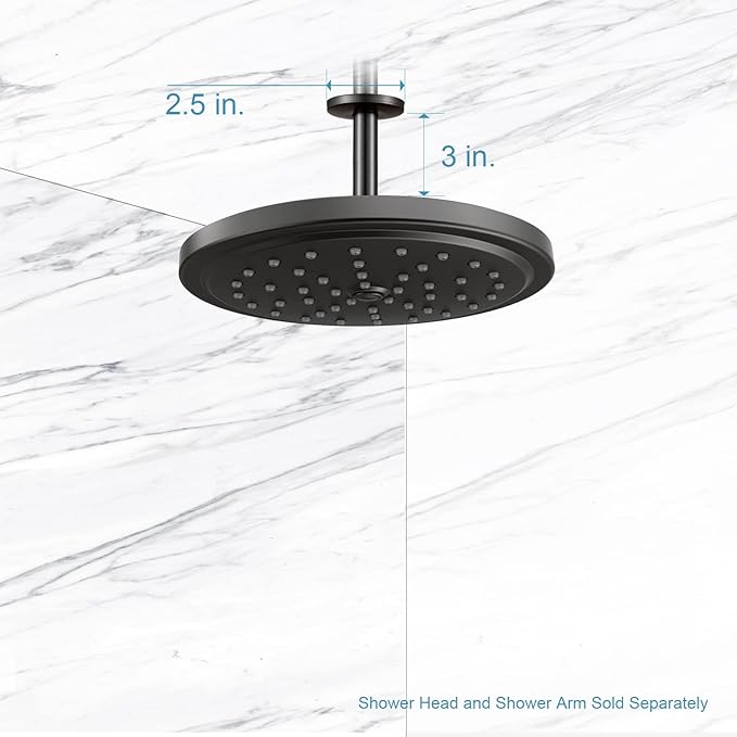 OFFO Shower Arm with Flange, 3 in Oil Rubbed Bronze Ceiling Mount Replacement Rain Shower Head Straight Arm Ceiling-Mounted For Fixed Shower Head & High Pressure Rain