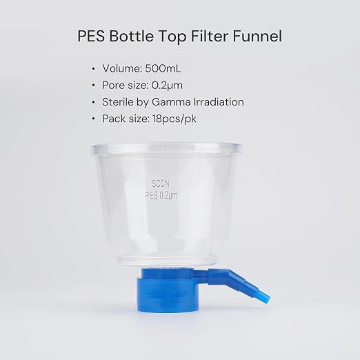 Pack of 18 Diposable Bottle Top Filter 500mL 0.2μm PES Hydrophilic Membrane - Image 2