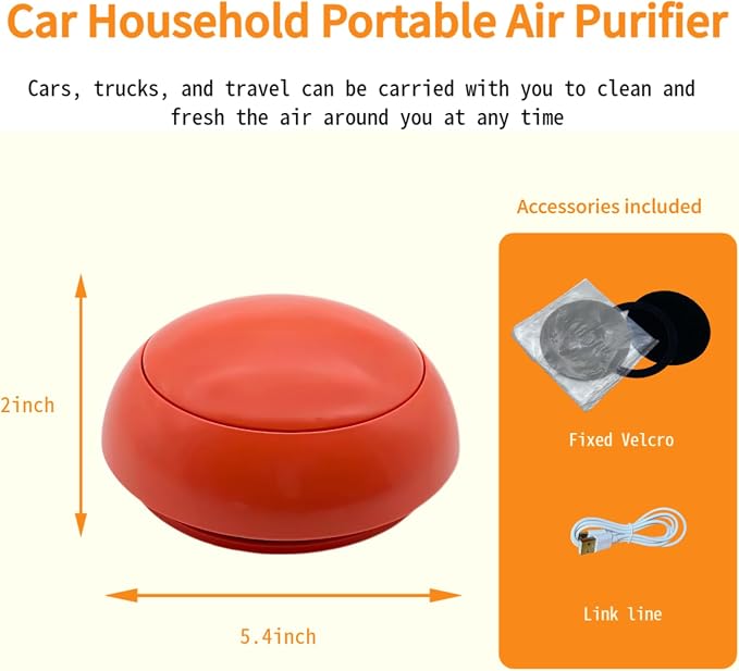 Portable Car Air Purifier with Built-in Filter, USB Charging - Image 2