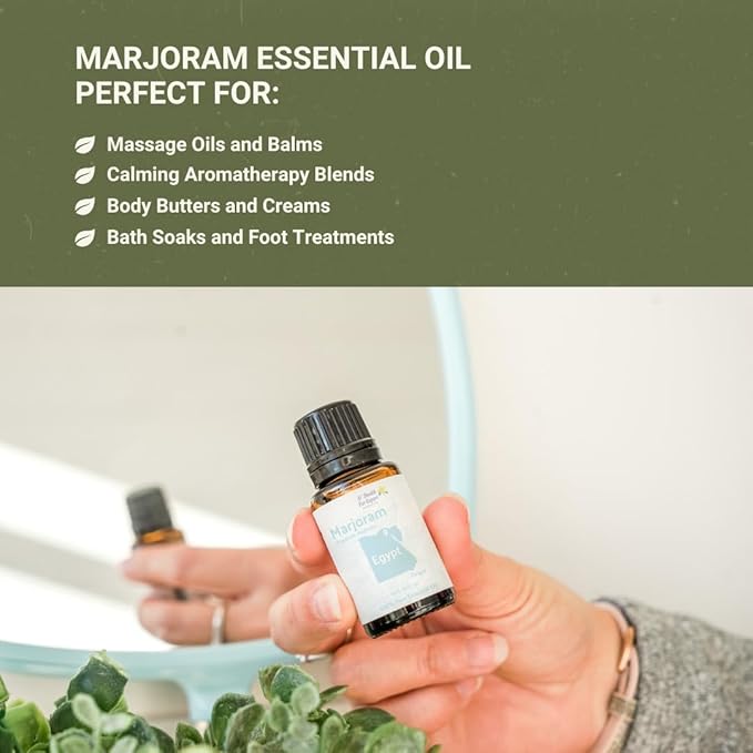 Marjoram Essential Oil - Direct from Al Sheikh for Export Egypt - Steam Distilled - Aceite de Mejorana for Aromatherapy, Massage, Diffuser, DIY Candle and Soap Making - 8oz