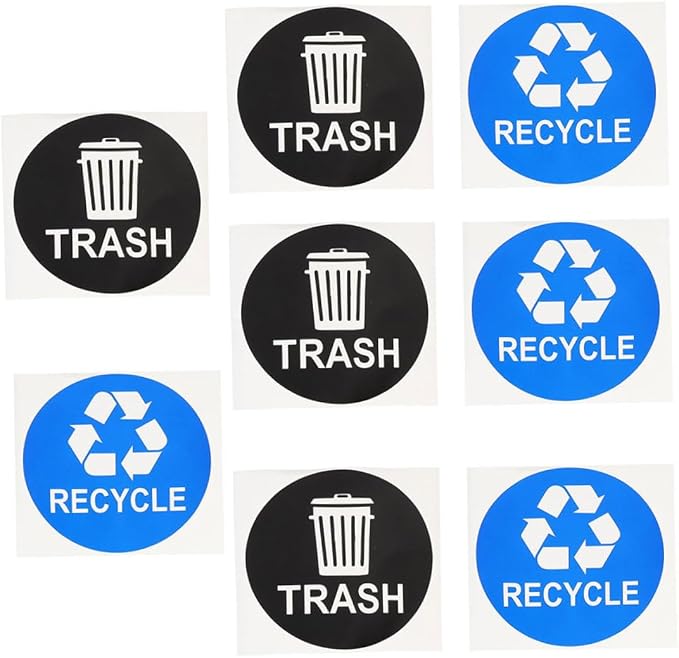 8pcs Trash Sorting Decals Self-Adhesive Waste Container Stickers by Parliky