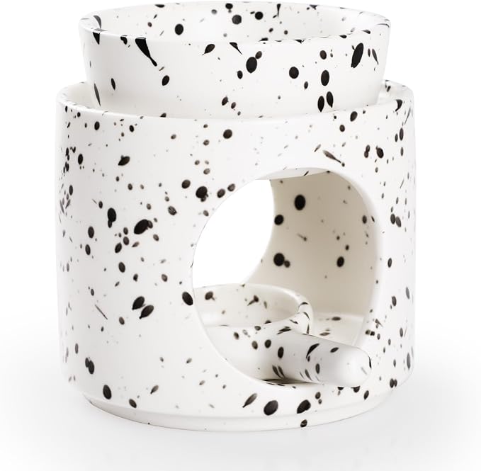 WD&CD Wax Melt Ceramic Oil Burner Black and White, Aroma Diffuser Essential Oil - Image 6
