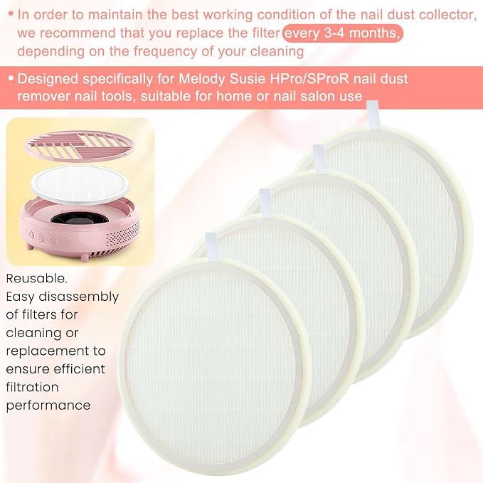 4 Pack Nail Dust Collector Replacement Filter - Image 8