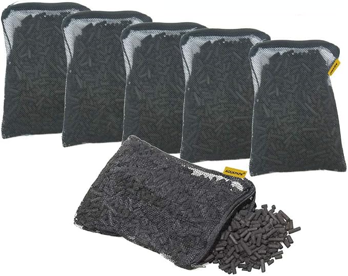 6 lbs Carbon Charcoal Filter Media Pellets in 6 Mesh Bags by Aquapapa
