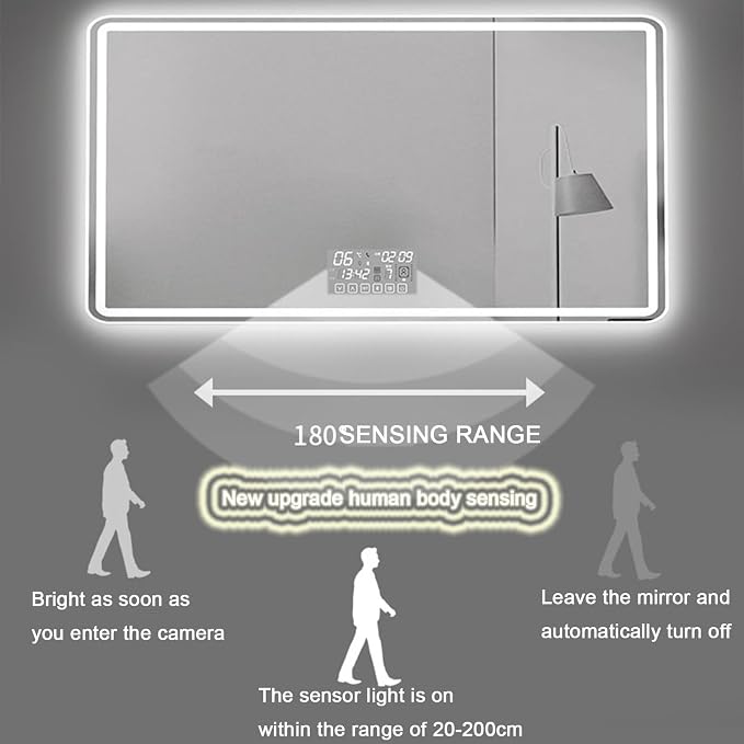 Smart Lighted Bathroom Mirror for Wall，Illuminated LED Bathroom Mirror，Lighted - Image 4