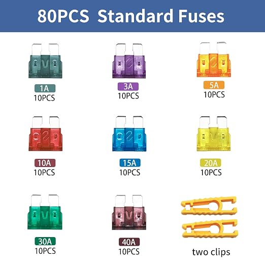 ZIPCCI 80 Pcs Standard Car Fuse, Fuses Assortment kit Automotive Blade Fuse - Image 2