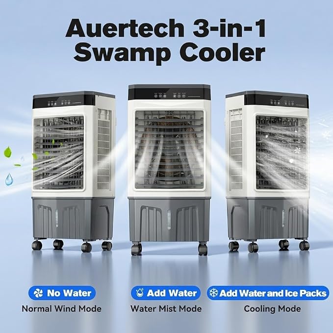 Auertech 8.2 Gal Swamp Cooler, 2800 CFM Windowless Portable Air Conditioner - Image 4