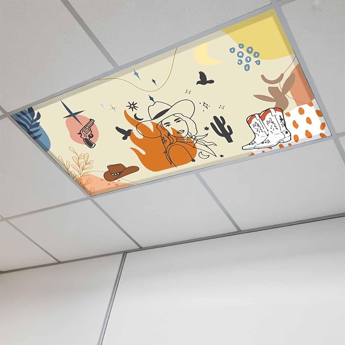 Fluorescent Light Covers for Ceiling Lights Boho Abstract Geometric Magnetic by Home+L6