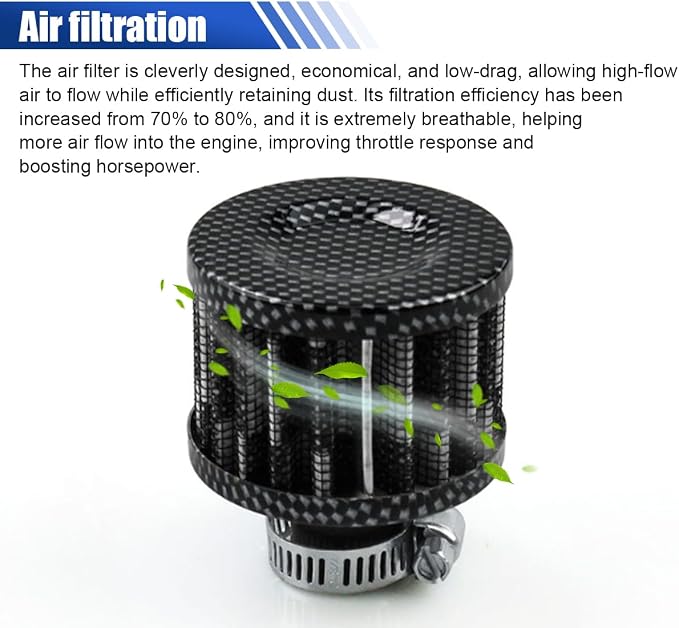 ZIMISI 0.47"/12mm Car Cold Air Intake Filter, Round Tapered Car Valve Cover - Image 4