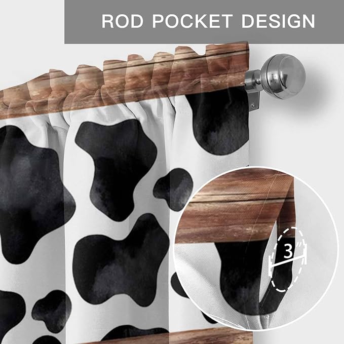 Cow Printed Curtain Valances for Windows, Kitchen Valance Window Treatment - Image 5
