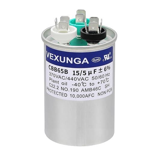 VEXUNGA 15/5 uF 15+5 MFD 370V or 440V Dual Run Start Round A/C Capacitor 15 5 by VEXUNGA