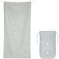 Dock & Bay Beach Towel - Quick Dry, Sand Free - Compact, Lightweight - 100% Recycled - Includes Bag - Essential - Mountain Grey - Extra Large (200x90cm, 78x35)