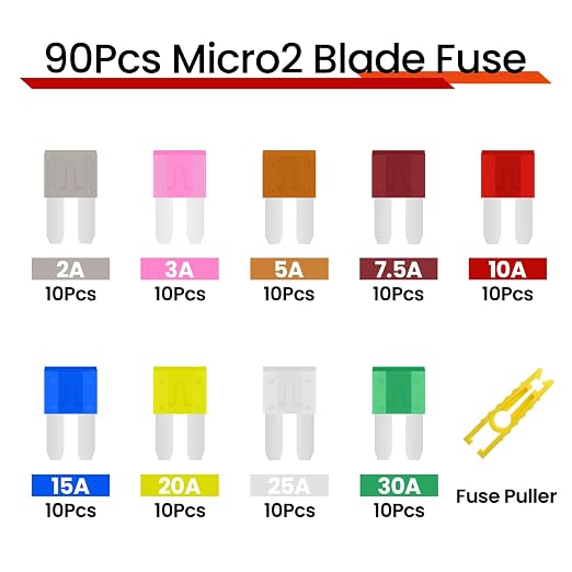 90Pcs Micro2 Automotive Fuse Kit, Blade Fuses Assortment kit - Image 2
