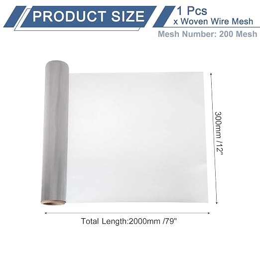 uxcell 200 Mesh 79" x 12" Woven Wire Mesh, 304 Stainless Steel Air Vent Filter - Image 2