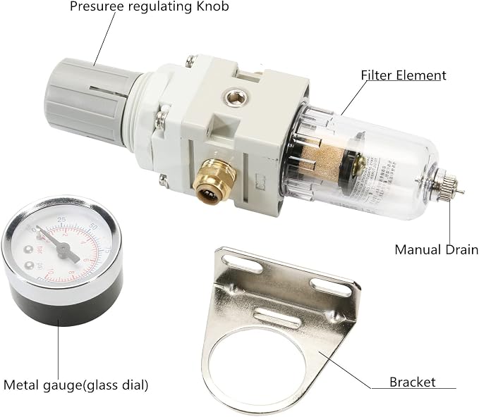 1/4 Inch NPT Air Filter Pressure Regulator, Air Compressor Water Separator - Image 3