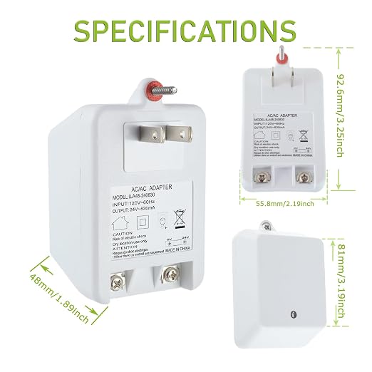 24V 830mA Plug in Thermostat and Doorbell Transformer Compatible - Image 2