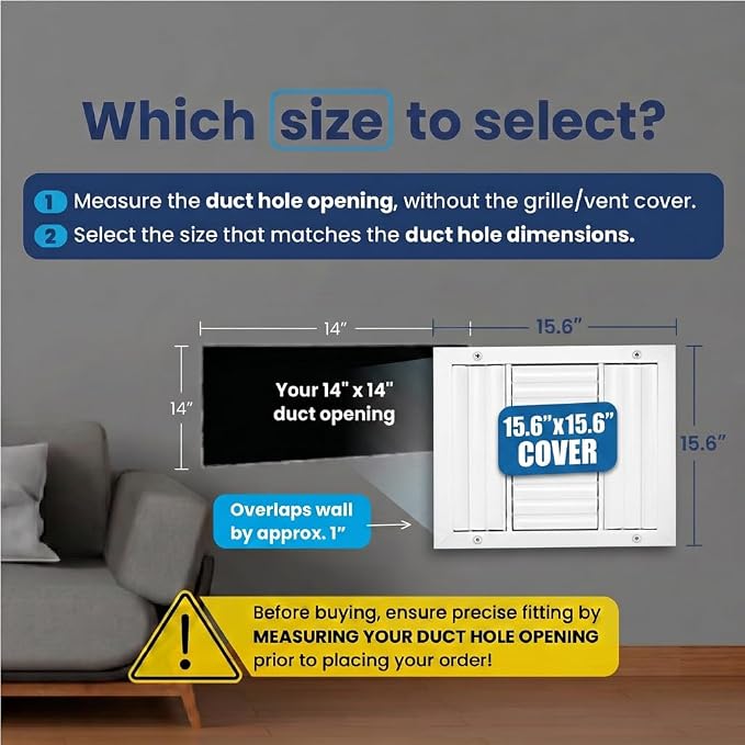 14x14 Aluminum 3-Way Air Vent Cover Wall or Ceiling HVAC Register Multi-Shutter - Image 2