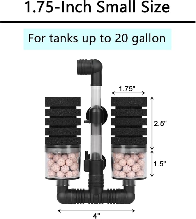 AQUANEAT Aquarium Air Powered Sponge Filter - Image 2
