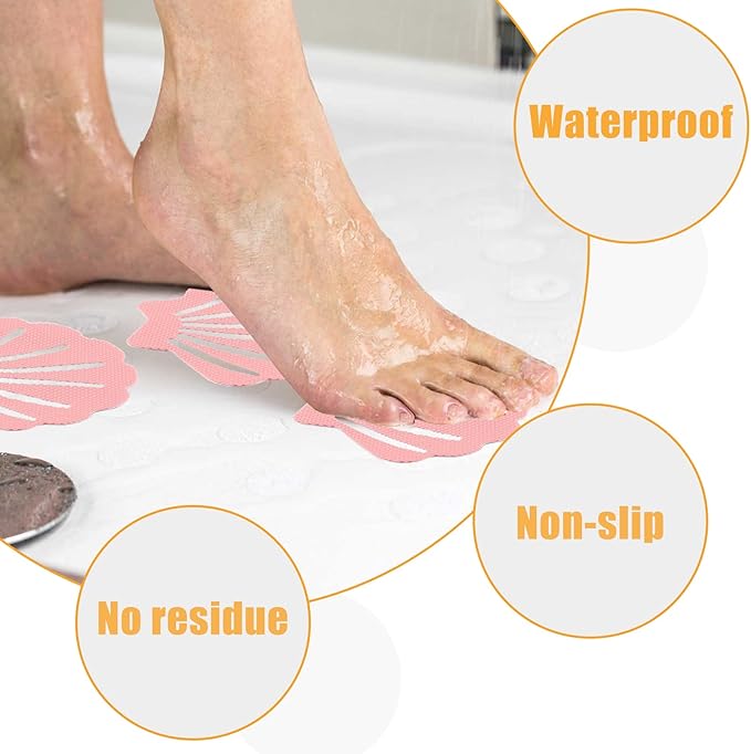 Bathtub Stickers Non Slip, Shell Shaped Tubs Safety Shower Treads, Adhesive Sticker for Bathroom Bathtub, Shower Floor,Pink(30Pcs)