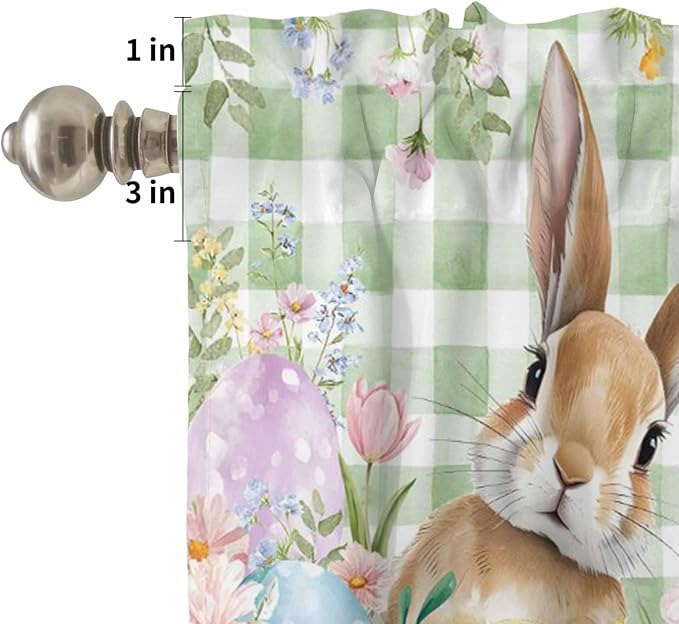Kitchen Curtains Tiers and Valance Set of 3, Easter Light Filtering Window - Image 5