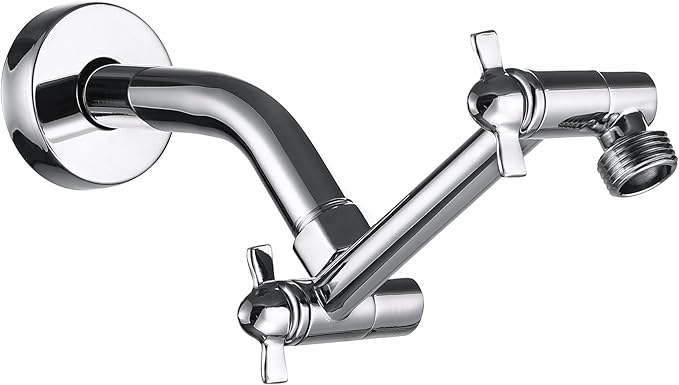 Shower Head Extension Arm, Anti-Leak Solid Brass Adjustable Extender for Rain & Handheld Shower Head, G1/2 Universal Connector (5 Inch, Chrome)