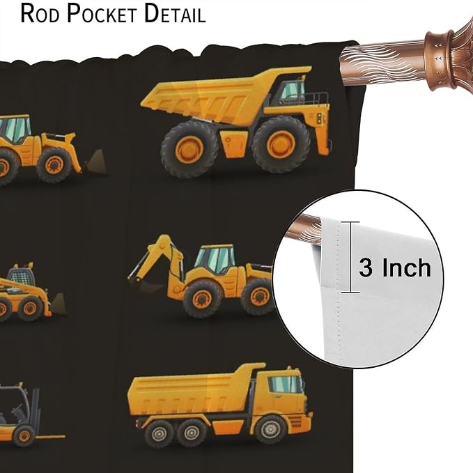 Kids Construction Window Curtains, Construction Machinery Equipment Mode of - Image 6