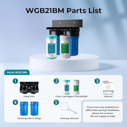 iSpring WGB21BM 2-Stage Whole House Water Filtration System, 10” x 4.5” Carbon - Image 6