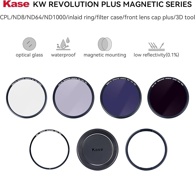 Kase 82mm KW Revolution Plus Master Kit, Includes CPL, ND8/64/1000, Inlaid Ring - Image 2