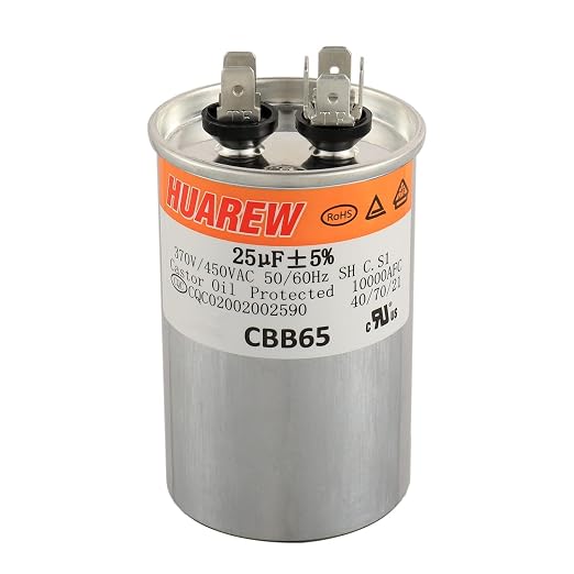 25 uF MFD ±5% 450 VAC CBB65 AC Motor and Fan Starting Round Capacitor by HUAREW