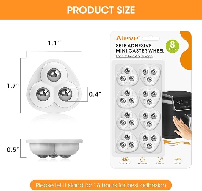 Aieve Self Adhesive Caster Wheels, 8 Pack Small Furniture Sliders Appliance - Image 6